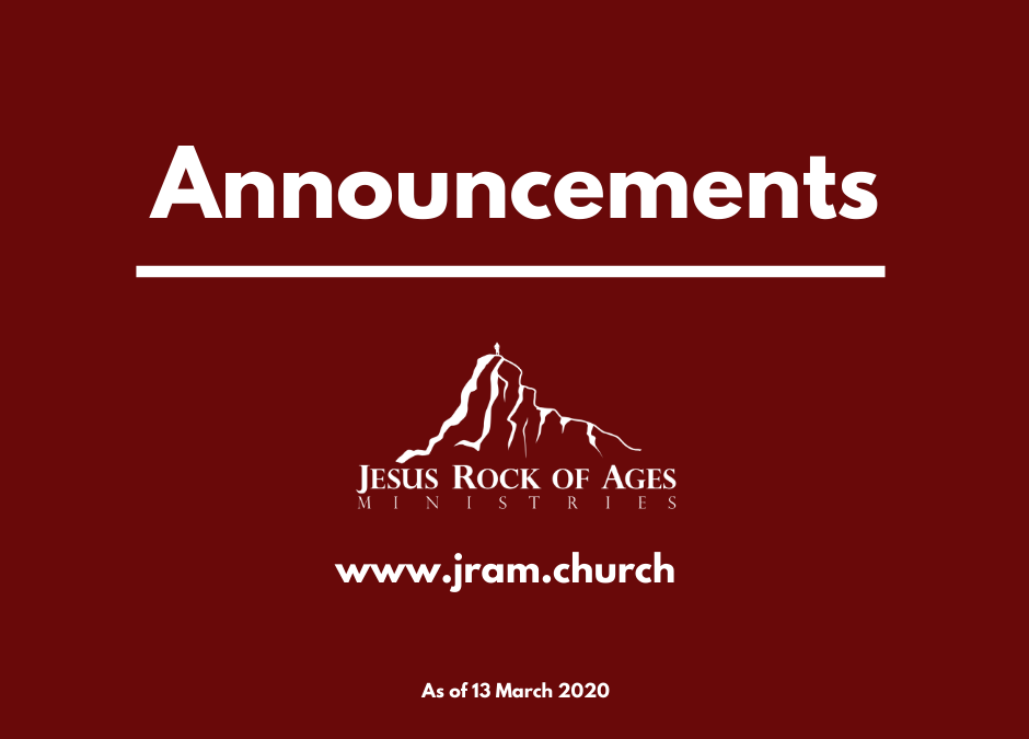 Special Advisory on JRAM Church Management and Worship Services Amid COVID-19